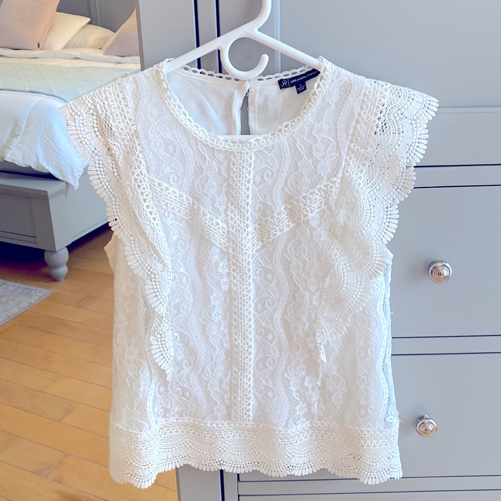 Adrianna Papell Lace White Top.